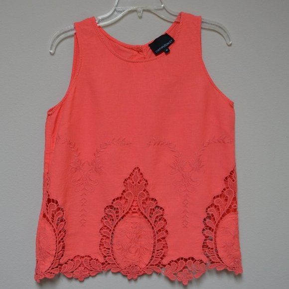 Cynthia Rowley Lace Trimmed Embroidered Cotton Blouse - Size M - Picture 1 of 4
